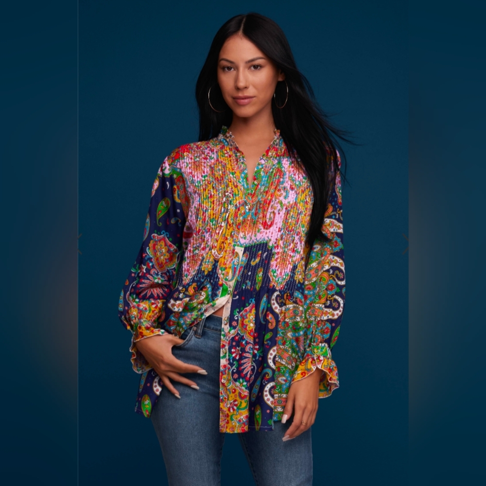 NWOT JOHNNY WAS Braemar Kita Tunic Long sleeves Medium $400